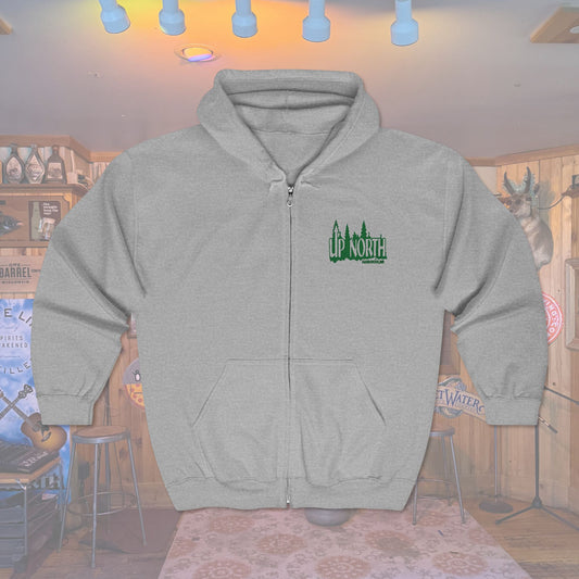 Up North Forest Zip Hoodie, Cozy Outdoor Apparel, Camping Gear, Nature Lover Gift, Fall Fashion, Unisex Sweatshirt