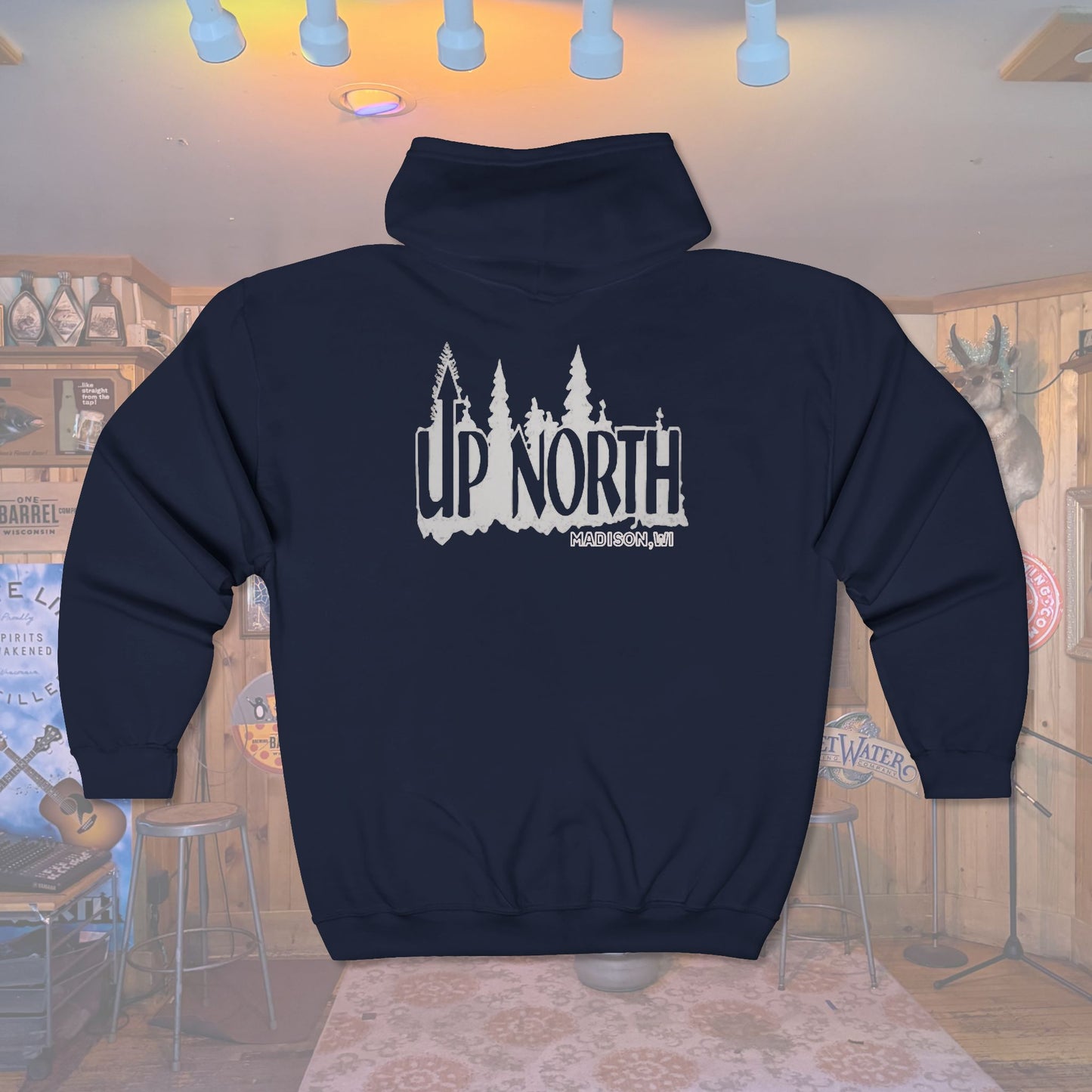 Up North Forest Zip Hoodie, Cozy Outdoor Apparel, Camping Gear, Nature Lover Gift, Fall Fashion, Unisex Sweatshirt