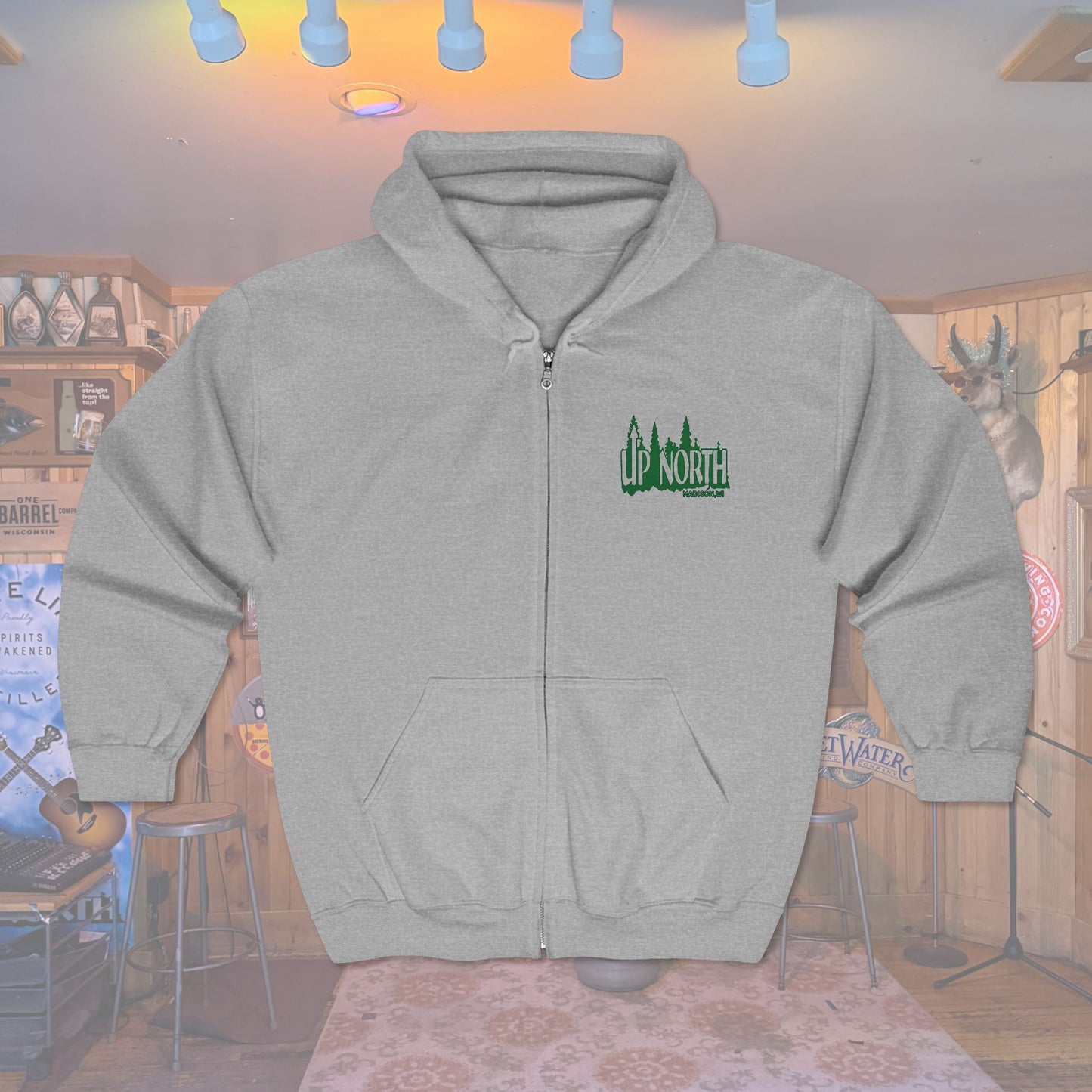 Up North Forest Zip Hoodie, Cozy Outdoor Apparel, Camping Gear, Nature Lover Gift, Fall Fashion, Unisex Sweatshirt