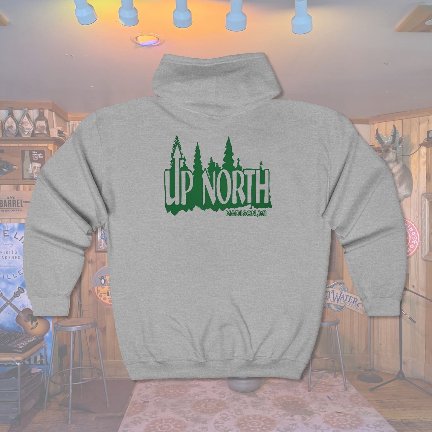 Up North Forest Zip Hoodie, Cozy Outdoor Apparel, Camping Gear, Nature Lover Gift, Fall Fashion, Unisex Sweatshirt