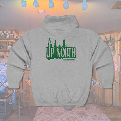 Up North Forest Zip Hoodie, Cozy Outdoor Apparel, Camping Gear, Nature Lover Gift, Fall Fashion, Unisex Sweatshirt