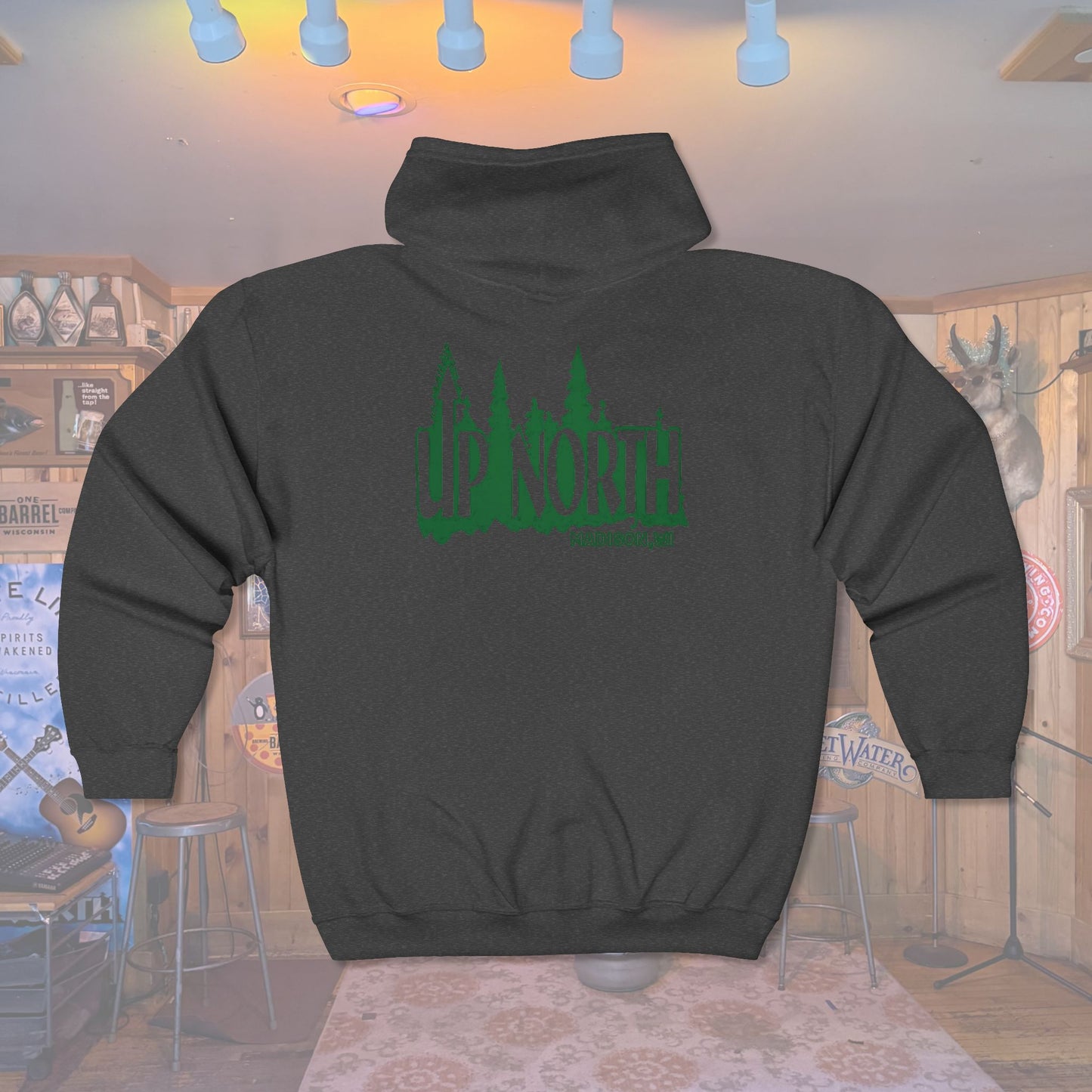 Up North Forest Zip Hoodie, Cozy Outdoor Apparel, Camping Gear, Nature Lover Gift, Fall Fashion, Unisex Sweatshirt