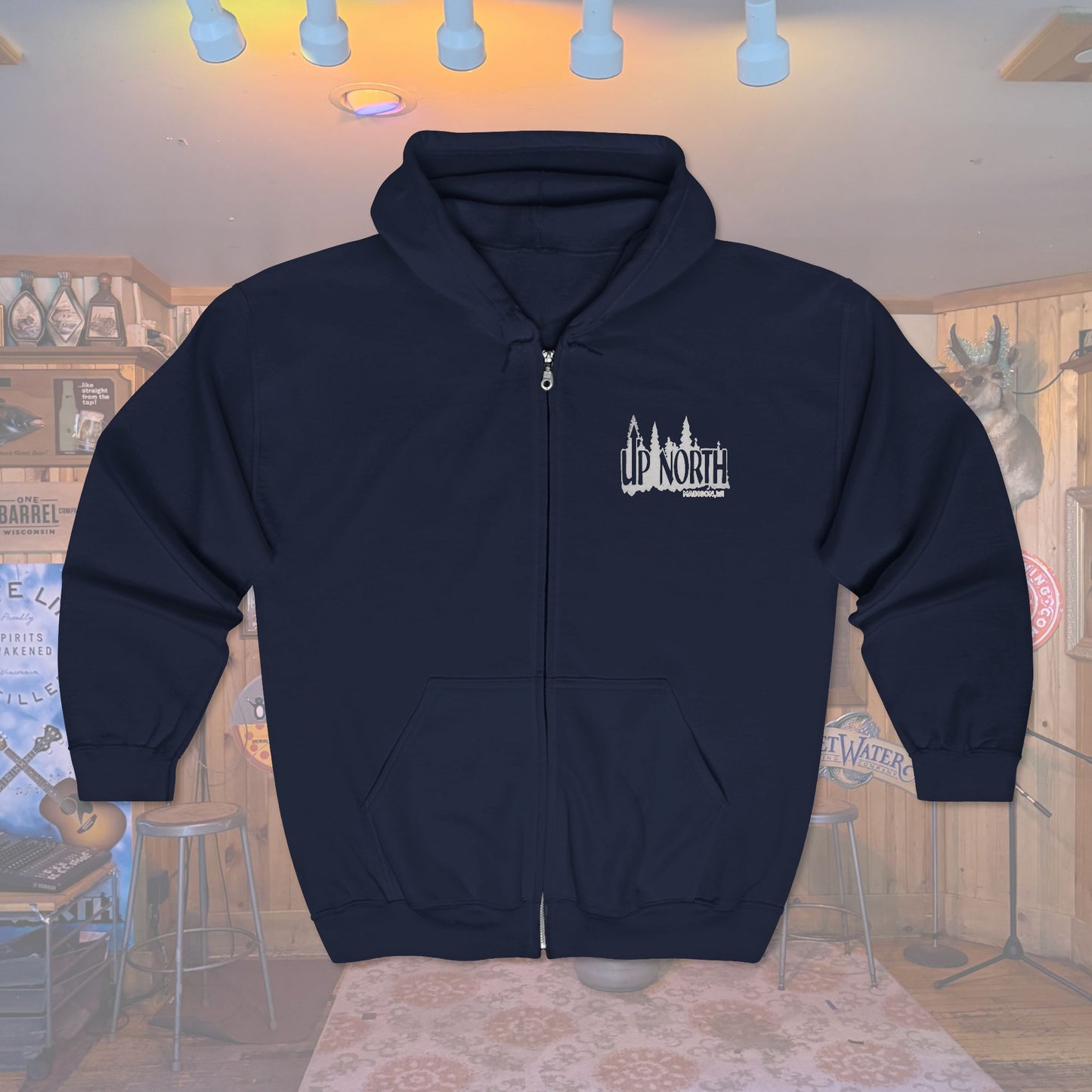 Up North Forest Zip Hoodie, Cozy Outdoor Apparel, Camping Gear, Nature Lover Gift, Fall Fashion, Unisex Sweatshirt