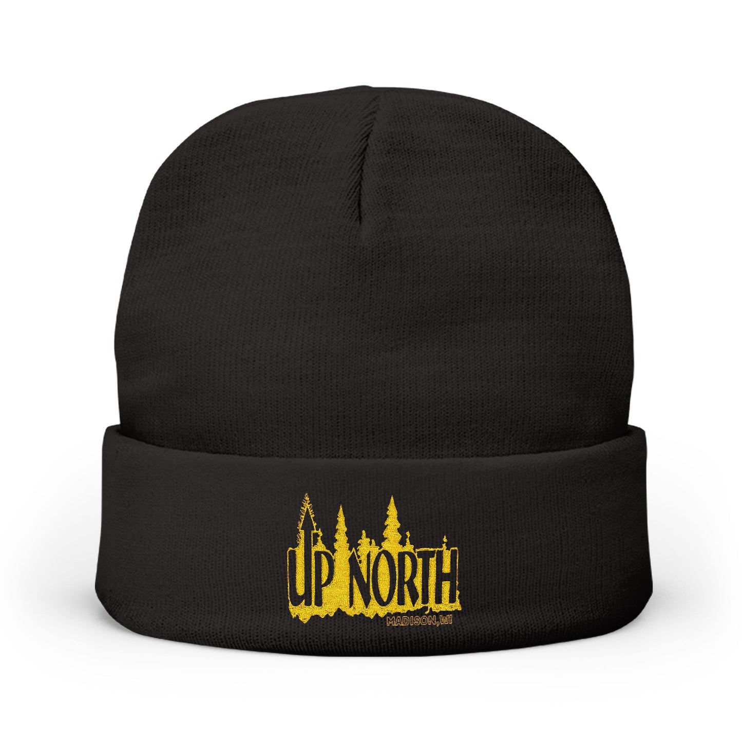 Up North Embroidered Beanie – Yellow/Gold Logo