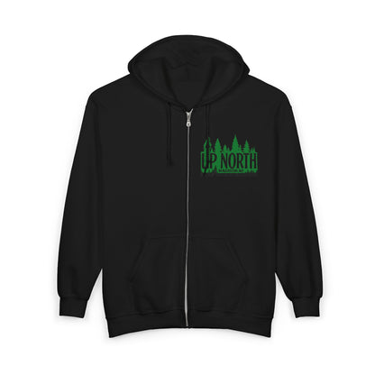 Up North Forest Zip Hoodie, Cozy Outdoor Apparel, Camping Gear, Nature Lover Gift, Fall Fashion, Unisex Sweatshirt