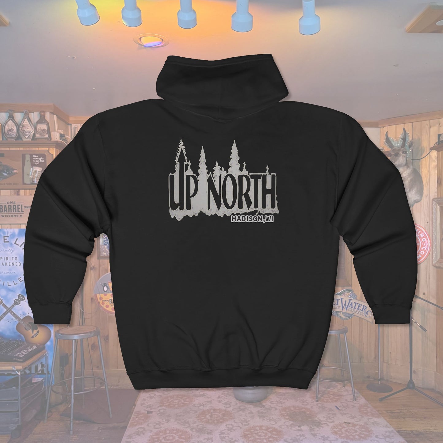 Up North Forest Zip Hoodie, Cozy Outdoor Apparel, Camping Gear, Nature Lover Gift, Fall Fashion, Unisex Sweatshirt